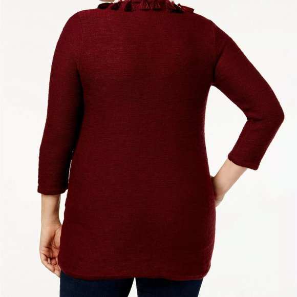 STYLE & CO NWT BURGUNDY RED SOFT SWEATER WITH VELVET SCARF $79.50 - Picture 4 of 5
